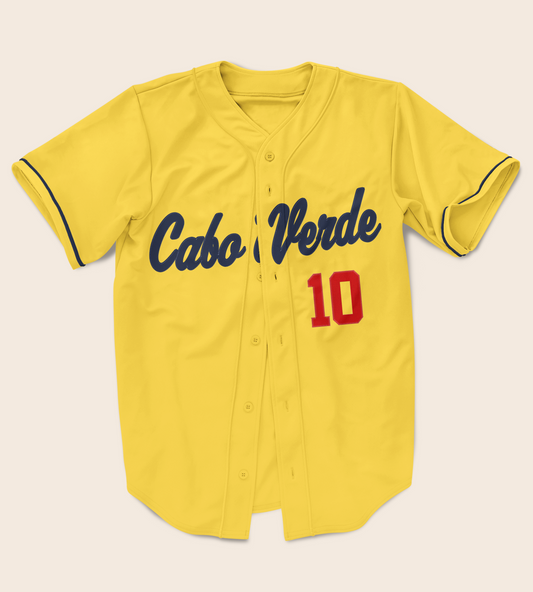 Cabo Verde Full Button Authentic Baseball Jersey [Gold]